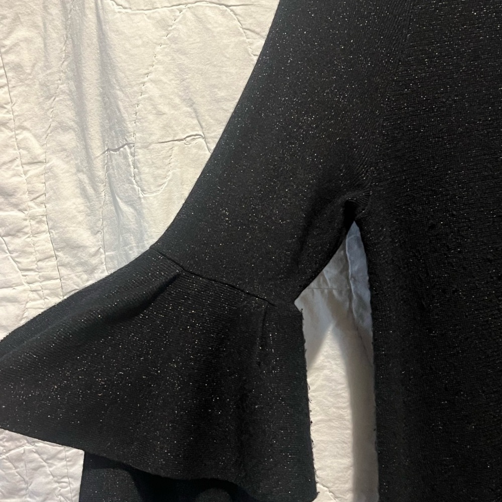 Anthropologie Claudette Black Ruffled Sweater Dress Sz:M - Picture 10 of 14